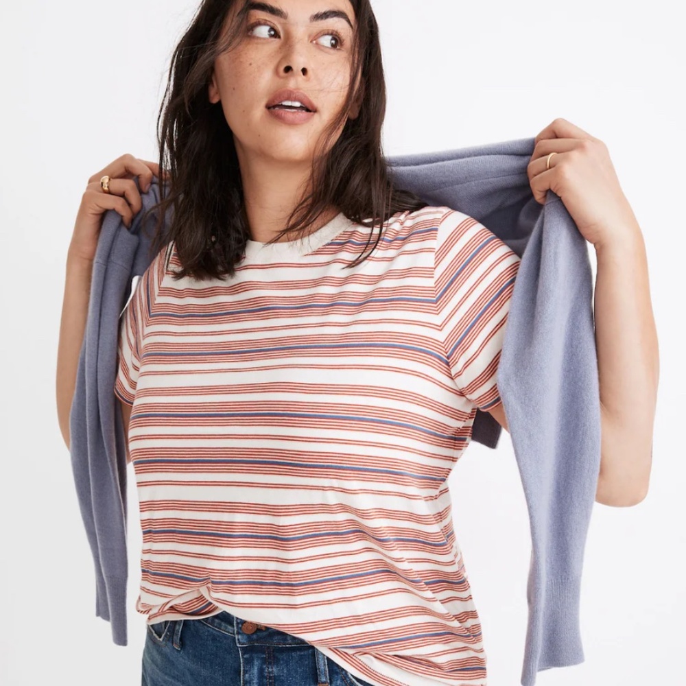 Madewell Northside Vintage Tee in Meserole Stripe, Size XS